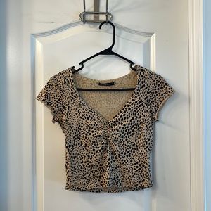Brandy Melville Leopard Print Crop Top Short Sleeve